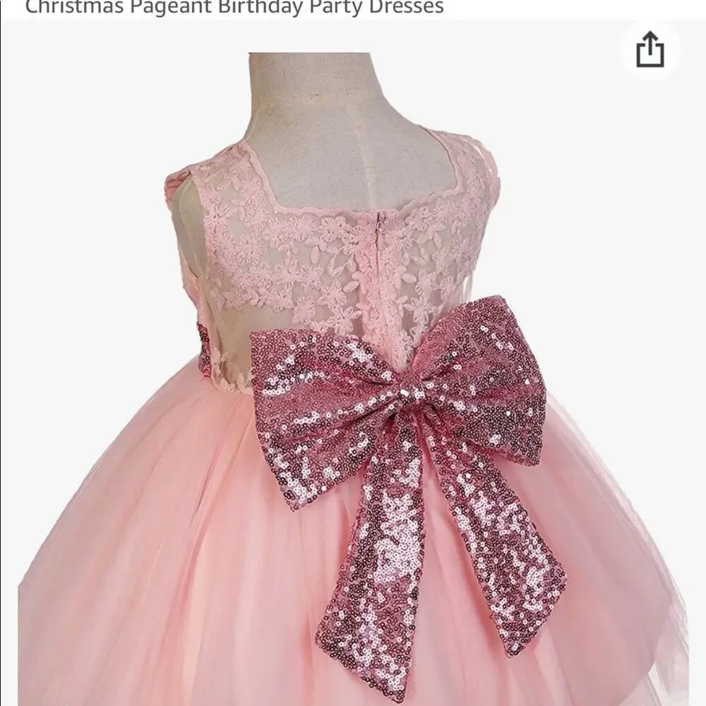 Special Occasion Little Girls Dress Size 12 months Tulle Sequin Flower Pageant